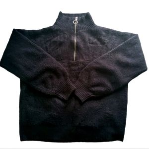 Women's Nine West Black Knitted Quarter-zip Sweater